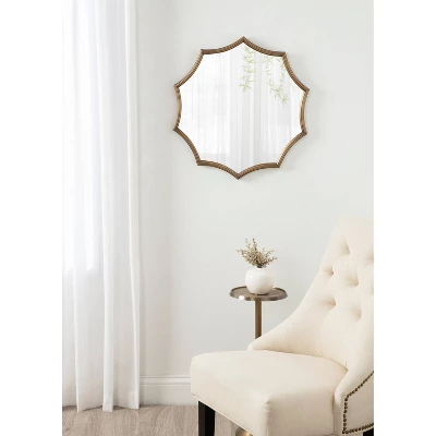 24" X 23" Lalina Scalloped Round Framed Accent Mirror Gold - Kate & Laurel All Things Decor 6 24" X 23" Lalina Scalloped Round Framed Accent Mirror Gold - Kate & Laurel All Things Decor - Image 4