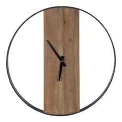 24" X 24" Ladd Round Numberless Wall Clock Natural/Black - Kate & Laurel All Things Decor