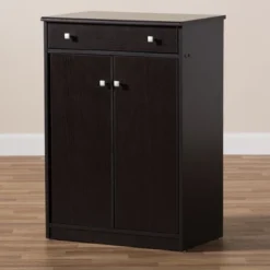 Dariell Modern And Contemporary Finished Shoe Cabinet Dark Brown - Baxton Studio -Lamps and Lighting Store GUEST bd3ceaa8 cab0 4413 890f 60b6349ab60e