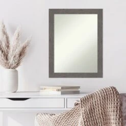 22" X 28" Non-Beveled Rustic Plank Gray Narrow Wall Mirror - Amanti Art -Lamps and Lighting Store GUEST bd592d05 53a4 4bc8 8499 7317c347182d