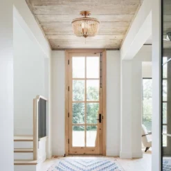 14" LED 3-Light Allie Wood Bead/Iron Pendant Antique Gold/Taupe - JONATHAN Y -Lamps and Lighting Store GUEST bdfbc2a3 b535 4cd8 bd43 817228a3e974