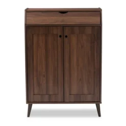 Cormier Walnut Finished 2 Door Wood Entryway Shoe Storage Cabinet Brown - Baxton Studio -Lamps and Lighting Store GUEST bed26c29 c131 47e2 af5c 117b2074bbf5