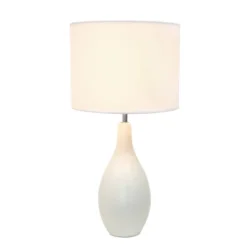 18.11" Traditional Standard Ceramic Dewdrop Table Desk Lamp With Matching Fabric Shade Off-White - Creekwood Home -Lamps and Lighting Store GUEST c037885d 00d1 4b01 87fd 20d396f1883d