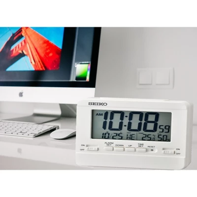 Seiko 3.5" Everything Digital Alarm Clock - White 6 Seiko 3.5" Everything Digital Alarm Clock - White - Image 4