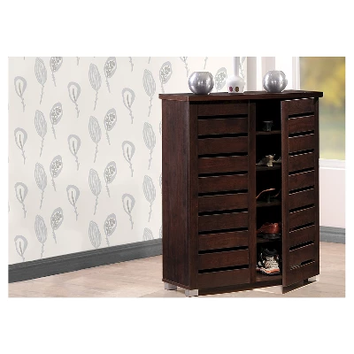Adalwin Modern And Contemporary 2-Door Wooden Entryway Shoes Storage Cabinet - Dark Brown - Baxton Studio 6 Adalwin Modern And Contemporary 2-Door Wooden Entryway Shoes Storage Cabinet - Dark Brown - Baxton Studio - Image 4
