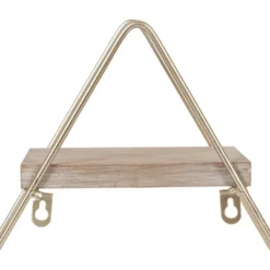 20.8" X 24.2" Tilde Three-Tier Triangle Wood And Metal Wall Shelf Natural/Gold - Kate & Laurel All Things Decor -Lamps and Lighting Store GUEST c0b5a7c7 fbe6 4ec0 9b1c 6194677754c1
