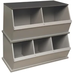 Two Bin Stackable Storage Cubby - Woodgrain/Gray -Lamps and Lighting Store GUEST c2192655 1fd5 449f b08a dd53bcf31616