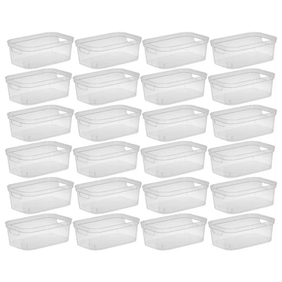 Sterilite 4.25 X 8 X 12.25 Inch Small Modern Storage Bin W/ Comfortable Carry Through Handles & Banded Rim For Household Organization, Clear (24 Pack) 3 Sterilite 4.25 X 8 X 12.25 Inch Small Modern Storage Bin W/ Comfortable Carry Through Handles & Banded Rim For Household Organization, Clear (24 Pack)