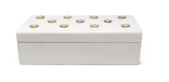 Classic Touch White Wooden Decorative Box With Gold Flower Beads -Lamps and Lighting Store GUEST c32a7065 028e 4341 8cca 2c442840feef