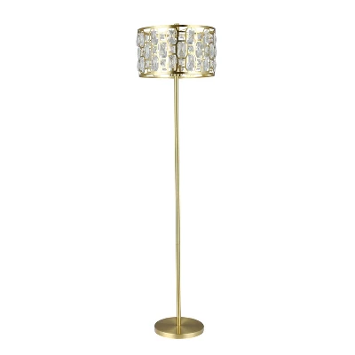 63" Cleo Glam Gold Metal And Faceted Crystal Drum Shade Floor Lamp - River Of Goods 9 63" Cleo Glam Gold Metal And Faceted Crystal Drum Shade Floor Lamp - River Of Goods - Image 7