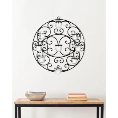 Circular Scroll Tea Light Wall Décor - Black - Safavieh 3 Circular Scroll Tea Light Wall Décor - Black - Safavieh