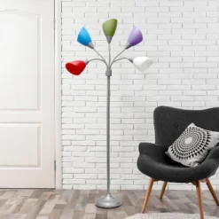 67" Contemporary Multi 5-Head Gooseneck Adjustable Floor Lamp With Shades - Simple Designs -Lamps and Lighting Store GUEST c55a147a 90c6 4b84 860d ae299be260fc