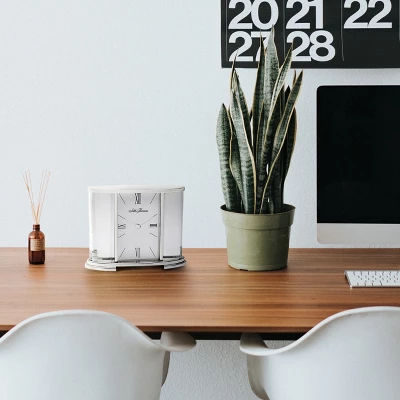 Seth Thomas Silver Glass Carriage Table Clock 4 Seth Thomas Silver Glass Carriage Table Clock - Image 2