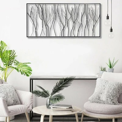 LuxenHome Black Abstract Trees Rectangular Metal Wall Decor 6 LuxenHome Black Abstract Trees Rectangular Metal Wall Decor - Image 4