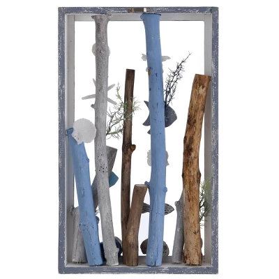 20" X 12" Sea Dive Ocean Motif Wooden Shadow Box Table Top Wall Sculpture Gray - StyleCraft 4 20" X 12" Sea Dive Ocean Motif Wooden Shadow Box Table Top Wall Sculpture Gray - StyleCraft - Image 2