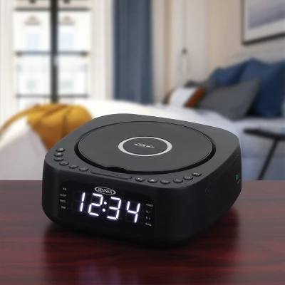 JENSEN Stereo Dual Alarm Clock With Top Loading CD/MP3 CD Player - Black 6 JENSEN Stereo Dual Alarm Clock With Top Loading CD/MP3 CD Player - Black - Image 4