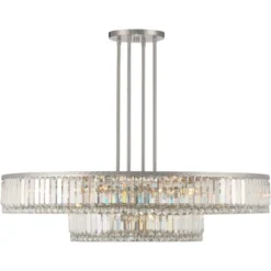 Stiffel Brushed Nickel Chandelier 40 1/4" Wide Modern 2-Tier Frame Clear Crystal 16-Light Fixture For Dining Room House Entryway -Lamps and Lighting Store GUEST c7c419b8 8817 450f 8b79 048ec5d2ee11