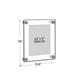 Azar Displays Floating Acrylic Wall Frame With Silver Stand Off Caps: 8.5" X 11" Graphic Size, Overall Frame Size: 12.5" X 15" -Lamps and Lighting Store GUEST c955028a 7938 4ea7 a28e 02353ca1848f