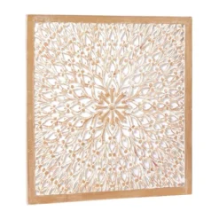 Wood Floral Handmade Intricately Carved Wall Decor With Mandala Design Light Brown - Olivia & May -Lamps and Lighting Store GUEST c98ac5ad 775c 42f4 ac10 b1ef38e939ba