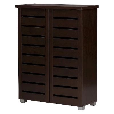 Adalwin Modern And Contemporary 2-Door Wooden Entryway Shoes Storage Cabinet - Dark Brown - Baxton Studio 4 Adalwin Modern And Contemporary 2-Door Wooden Entryway Shoes Storage Cabinet - Dark Brown - Baxton Studio - Image 2