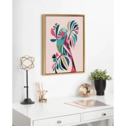 18" X 24" Sylvie Parakeet Framed Canvas Wall Art By Rachel Lee Natural - Kate And Laurel -Lamps and Lighting Store GUEST cbb370bc 4adb 47d2 a482 30ea4e8c8049