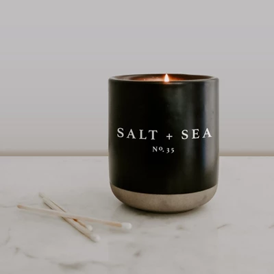 Sweet Water Decor Salt & Sea 12oz Black Stoneware Candle 3 Sweet Water Decor Salt & Sea 12oz Black Stoneware Candle