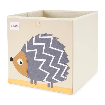 3 Sprouts Children's Unisex Foldable Fabric Storage Box Soft Toy Bin, Easy Storage For Essentials And Toys, Tan With Hedgehog And Peacock Designs 4 3 Sprouts Children's Unisex Foldable Fabric Storage Box Soft Toy Bin, Easy Storage For Essentials And Toys, Tan With Hedgehog And Peacock Designs - Image 2