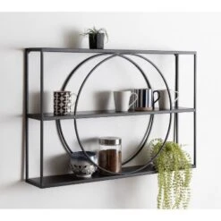 36" X 24" Pirzada Geometric Wall Shelf Black - Kate & Laurel All Things Decor -Lamps and Lighting Store GUEST cd7a4802 fcdd 4c6a bdd6 dd332bb3c483