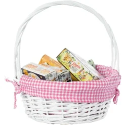 Wickerwise White Round Willow Gift Basket, With Gingham Liner And Handles 18 Wickerwise White Round Willow Gift Basket, With Gingham Liner And Handles -Lamps and Lighting Store GUEST ce546105 9249 464e 91f9 2a4fb9882cb3