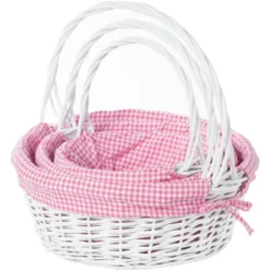 Wickerwise White Round Willow Gift Basket, With Gingham Liner And Handles 25 Wickerwise White Round Willow Gift Basket, With Gingham Liner And Handles -Lamps and Lighting Store GUEST ce9f083c 4e38 4086 b9c5 38601c19674e