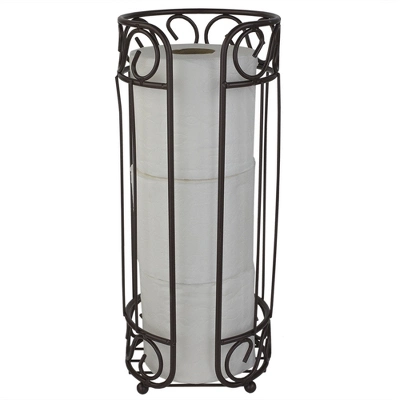 Home Basics Scroll Collection Bath Tissue Reserve Toilet Paper Roll Holder Stand, Bronze 3 Home Basics Scroll Collection Bath Tissue Reserve Toilet Paper Roll Holder Stand, Bronze