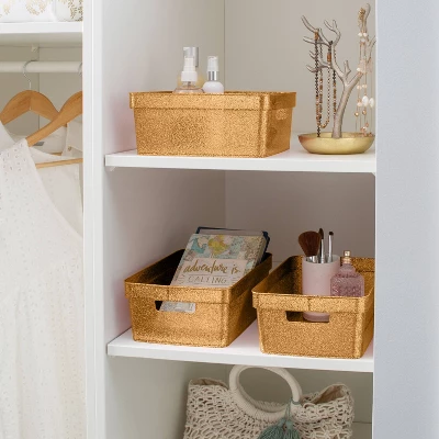 Simplify 3pk Small Glitter Totes Gold 6 Simplify 3pk Small Glitter Totes Gold - Image 4