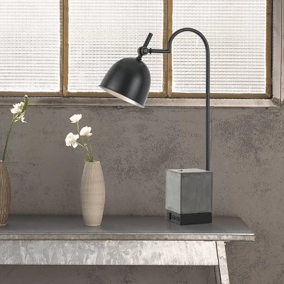 30" Metal Urban Style Desk Lamp With Cement Base Black - Cal Lighting 3 30" Metal Urban Style Desk Lamp With Cement Base Black - Cal Lighting