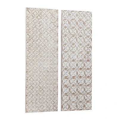 Set Of 2 Wooden Geometric Intricately Carved Wall Decors White - Olivia & May 11 Set Of 2 Wooden Geometric Intricately Carved Wall Decors White - Olivia & May - Image 9