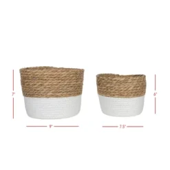 Set Of 2 Baskets White Seagrass & Rope By Foreside Home & Garden 13 Set Of 2 Baskets White Seagrass & Rope By Foreside Home & Garden -Lamps and Lighting Store GUEST d24d8064 f097 45d7 8144 84f00b8c3fd0