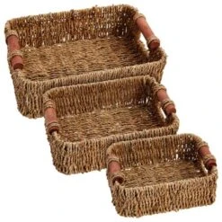 Juvale Set Of 3 Small Wicker Baskets For Storage, Woven Nesting Bins With Handles For Bathroom Towels And Toilet Paper Organization, Shelf 3 Sizes -Lamps and Lighting Store GUEST d297c9a8 27b0 4a39 a73c 23bbfad3d8a0