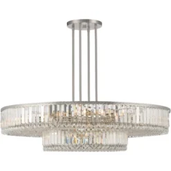 Stiffel Brushed Nickel Chandelier 40 1/4" Wide Modern 2-Tier Frame Clear Crystal 16-Light Fixture For Dining Room House Entryway -Lamps and Lighting Store GUEST d2fd3f11 1288 486c a2ea 5799e0a62b2b