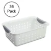 Sterilite White Small Ultra Basket Durable Plastic Storage Totes Bins For With Titanium Inserts For Home Organization