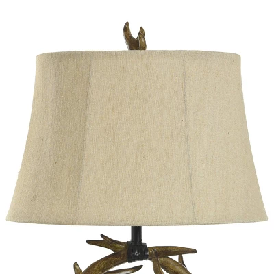 Dalton Brown Antler Table Lamp With Beige Hardback Fabric Shade - StyleCraft 7 Dalton Brown Antler Table Lamp With Beige Hardback Fabric Shade - StyleCraft - Image 5