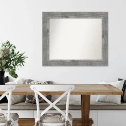 34" X 28" Non-Beveled Bridge Gray Wood Wall Mirror - Amanti Art -Lamps and Lighting Store GUEST d51fde4a cfc8 4f8b 9297 ee8974645af7