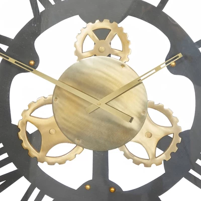 Stainless Steel Gear Wall Clock Black - Olivia & May 6 Stainless Steel Gear Wall Clock Black - Olivia & May - Image 4