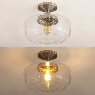 14" Marfa Glass/Iron Farmhouse Modern LED Flush Mount - JONATHAN Y 11 14" Marfa Glass/Iron Farmhouse Modern LED Flush Mount - JONATHAN Y - Image 9