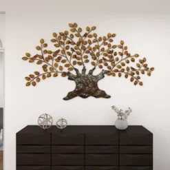 Traditional Metal Tree Indoor Outdoor Wall Decor With Leaves Brown - Olivia & May -Lamps and Lighting Store GUEST d7742f8e 82ae 49a2 83f2 b2d84e13e16a