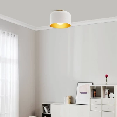 Amy 1-Light Matte White Flush Mount Ceiling Light With Inner Frosted Glass Shade - Globe Electric 3 Amy 1-Light Matte White Flush Mount Ceiling Light With Inner Frosted Glass Shade - Globe Electric