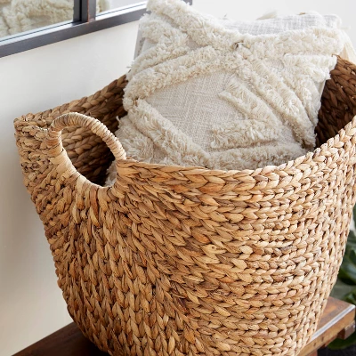 19" X 20" X 18" Brown Sea Grass Contemporary Storage Basket - Olivia & May 3 19" X 20" X 18" Brown Sea Grass Contemporary Storage Basket - Olivia & May