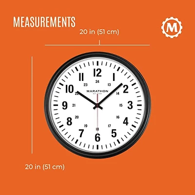 Marathon Jumbo 20 Inch Silent Analog Clock Easy To Read & Mount With Water-Resistant Casing 6 Marathon Jumbo 20 Inch Silent Analog Clock Easy To Read & Mount With Water-Resistant Casing - Image 4