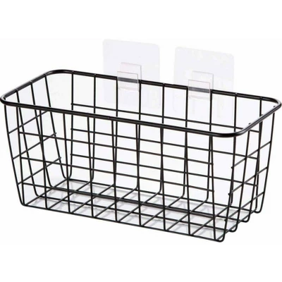 NEX 2pk Hanging Metal No Drilling Wall Mounted Storage Baskets Black 4 NEX 2pk Hanging Metal No Drilling Wall Mounted Storage Baskets Black - Image 2