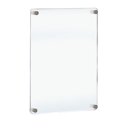 Azar Displays Floating Styrene Wall Frame With Rounded Edges, Silver Stand Off Caps: 22" X 28" Graphic Size, Overall Frame Size: 23.5"W X 31.5''H 4 Azar Displays Floating Styrene Wall Frame With Rounded Edges, Silver Stand Off Caps: 22" X 28" Graphic Size, Overall Frame Size: 23.5"W X 31.5''H - Image 2