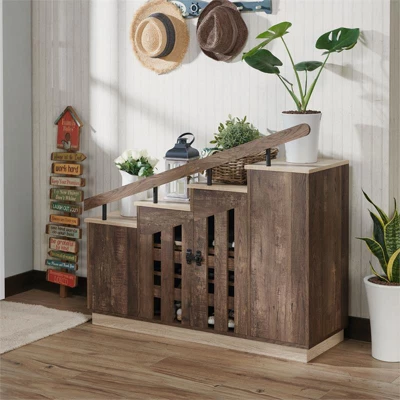 Barstead Wood Staircase Shoe Cabinet In Reclaimed Oak - Furniture Of America 6 Barstead Wood Staircase Shoe Cabinet In Reclaimed Oak - Furniture Of America - Image 4