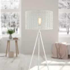 61" Cage Shade Metal Tripod Floor Lamp Ingrid White - River Of Goods 15 61" Cage Shade Metal Tripod Floor Lamp Ingrid White - River Of Goods -Lamps and Lighting Store GUEST da86ac9f 5bbc 4db3 a656 79317fd0b41f